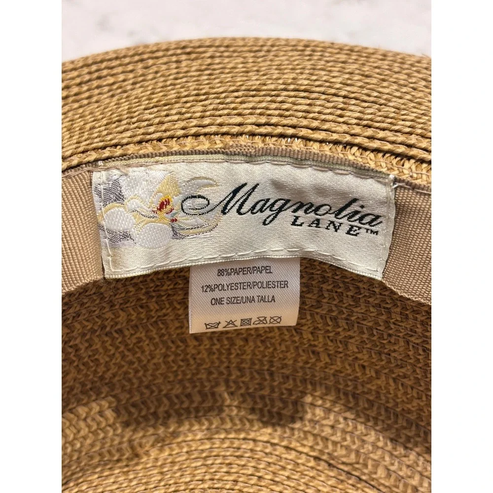 Magnolia Lane Masters Tournament Augusta Tan Straw Sun Hat Wide Brim‎ One Size